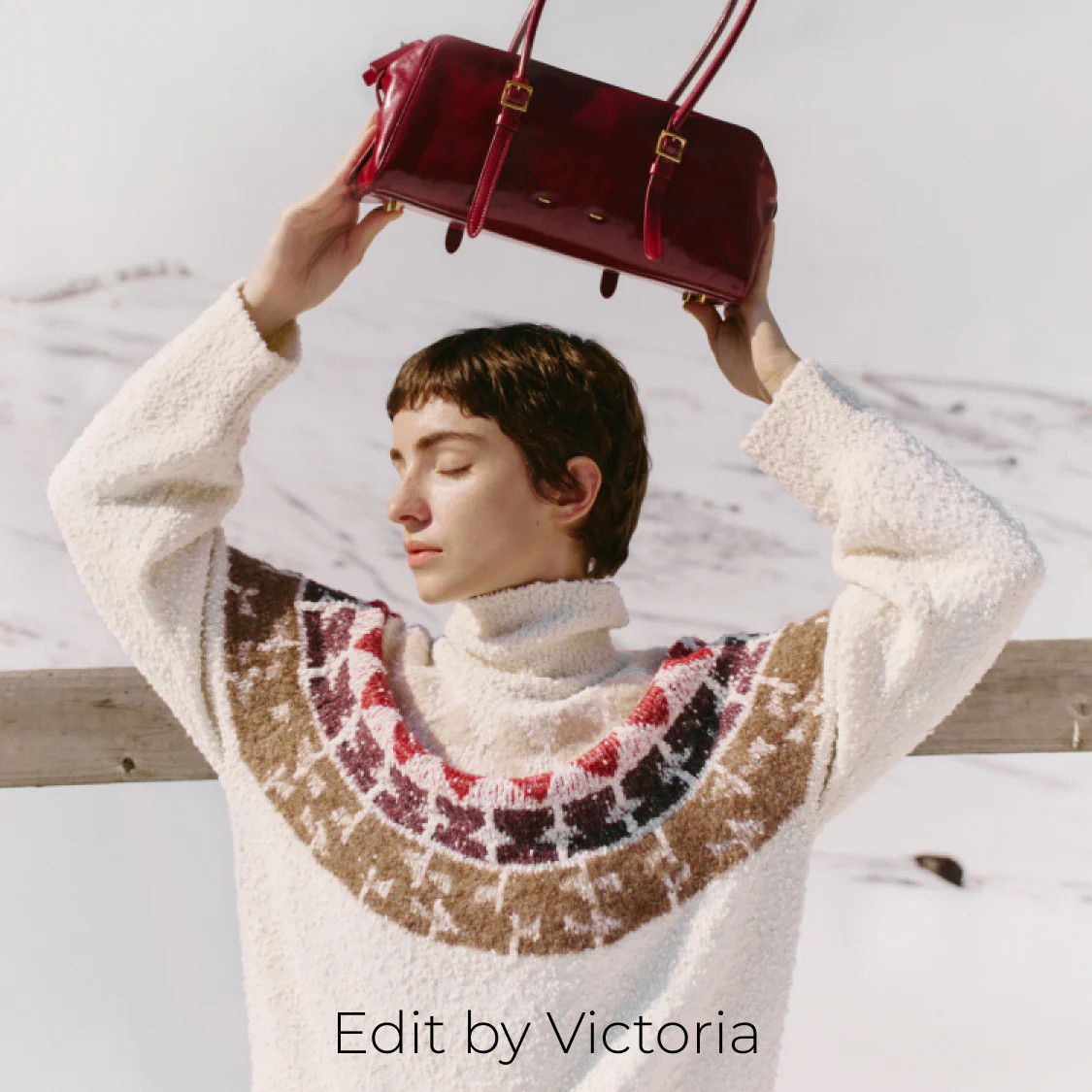 Krasner Hand Drawn Fair Isle Motif High Neck Sweater in Merino Wool | Fabrique