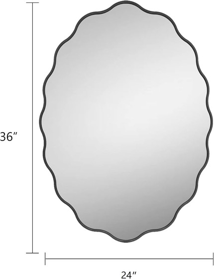 Click for more info about CHARMOR 24x36 Oval Bathroom Mirror, Matte Black Wavy Framed Bathroom Mirror, Irregular Mirror for...