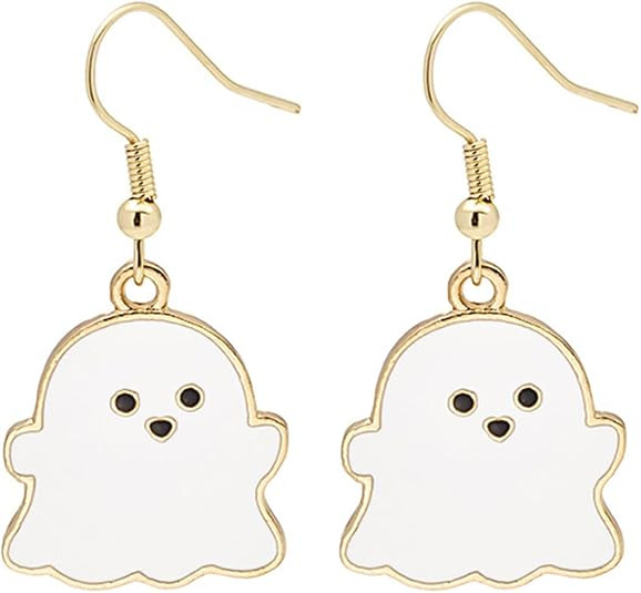 MALOYANVE Halloween Dangle Earrings for Women Men Stainless Steel Witch Hat Ghost Rabbit Cat Skel... | Amazon (US)