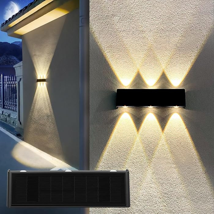 Solar Lights Outdoor Up and Down Waterproof Aluminum Solar Sconce Dusk to Dawn 3000K Warm White f... | Amazon (US)