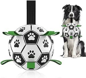 Dog Toys Soccer Ball with Straps, Interactive Dog Toys for Tug of War, Puppy Birthday Gifts, Dog ... | Amazon (US)