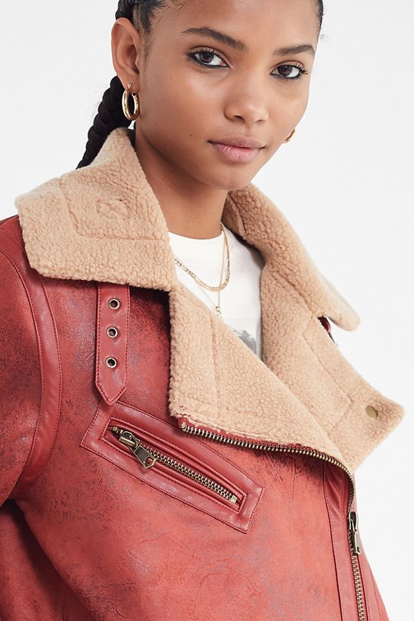 UO Oversized Faux Leather Aviator Jacket | Urban Outfitters (US and RoW)