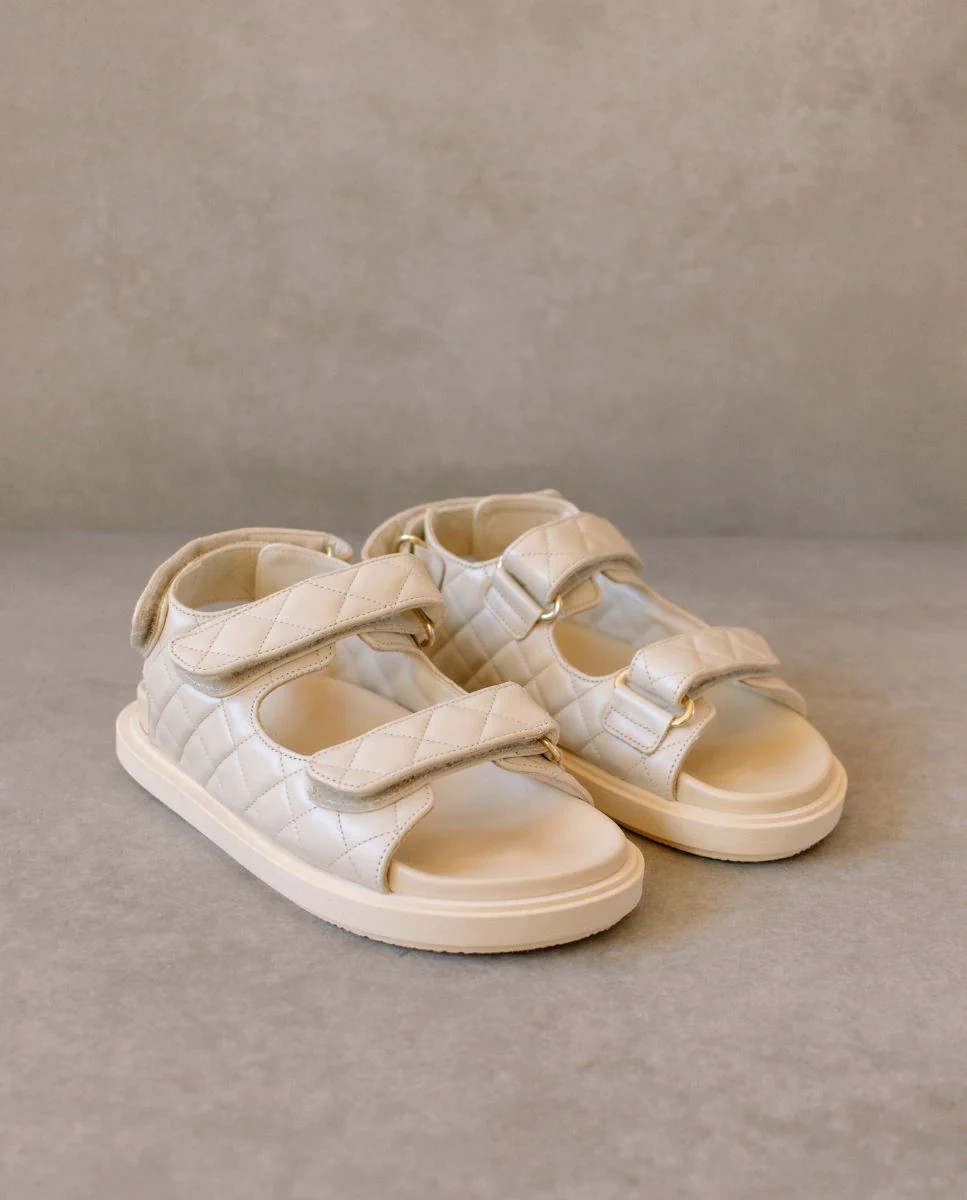 Hook-Loop - White Leather Sandals | ALOHAS | Alohas FR