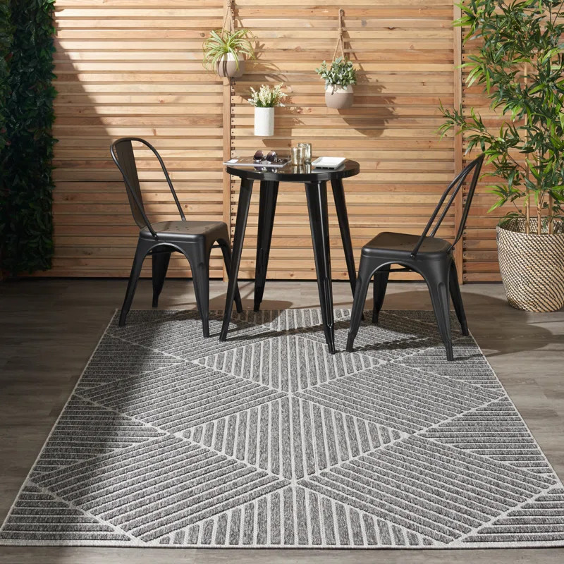Mira Geometric Dark Gray Indoor/Outdoor Area Rug | Wayfair North America