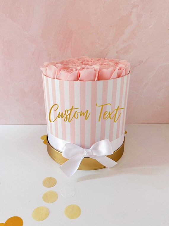 Personalized Pink Striped & Gold Rose Box - Etsy | Etsy (US)