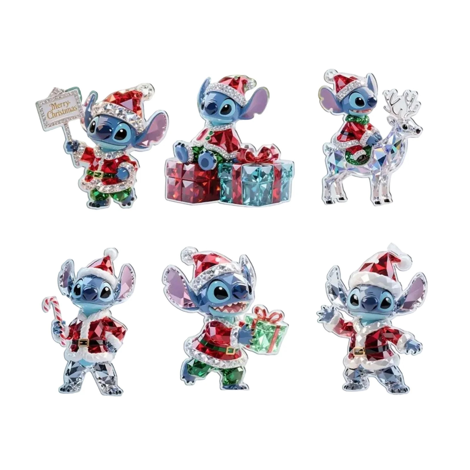 Stitch,Christmas Decorations With Crystal Visual Effect,6PC Hanging Acrylic Ornaments for Christm... | Walmart (US)
