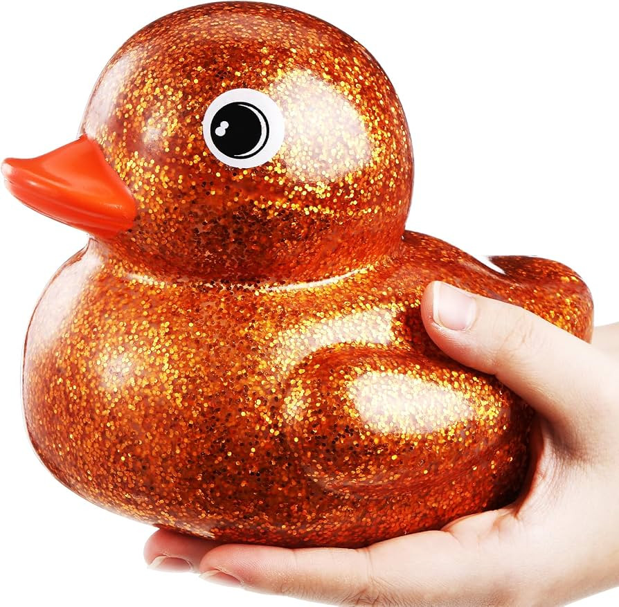 Honoson 6.89 Inch Giant Glitter Rubber Duck Big Glitter Rubber Duck Large Sparkly Duckling Bath T... | Amazon (US)