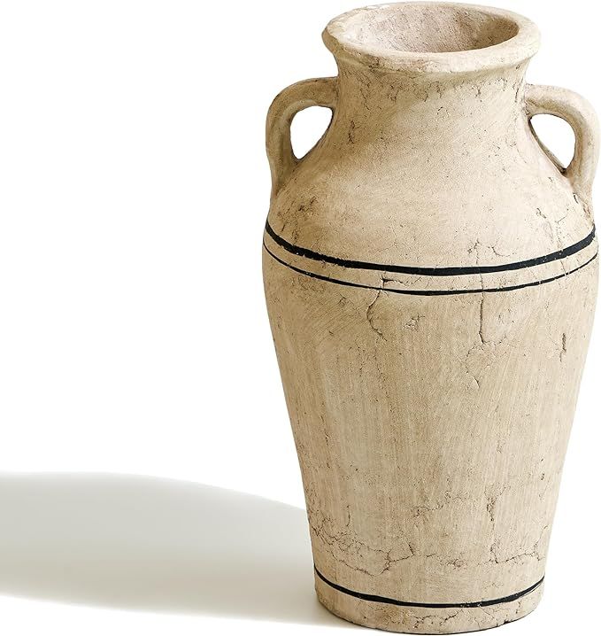 Ceramic Rustic Vase, Terra Cotta Pitcher Vase, Distressed Farmhouse Decor, Pottery Decorative Flo... | Amazon (US)