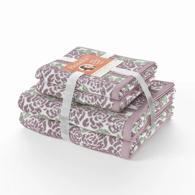Beautiful Wallpaper 4pk Towel Set, Contains 2 Bath, 2 Hand - Rose Pink by Drew Barrymore | Walmart (US)