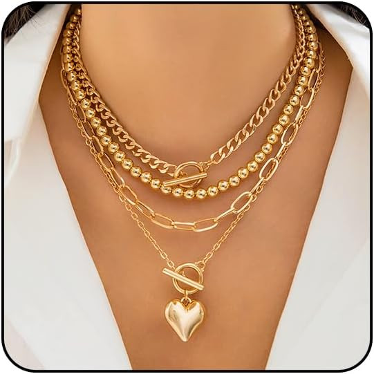 Otxas Layered Necklace for Women Non Tarnish Chunky Necklace Stack for Women Paperclip Chain Neck... | Amazon (US)