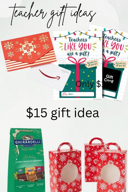 Teacher Christmas gift idea. Gift card of choice with cut print out, I had mine printed at Staples. Then I filled these cute gift boxes, they’re 6 for only $5 with Christmas chocolates. 

#LTKHoliday #LTKfamily #LTKkids
