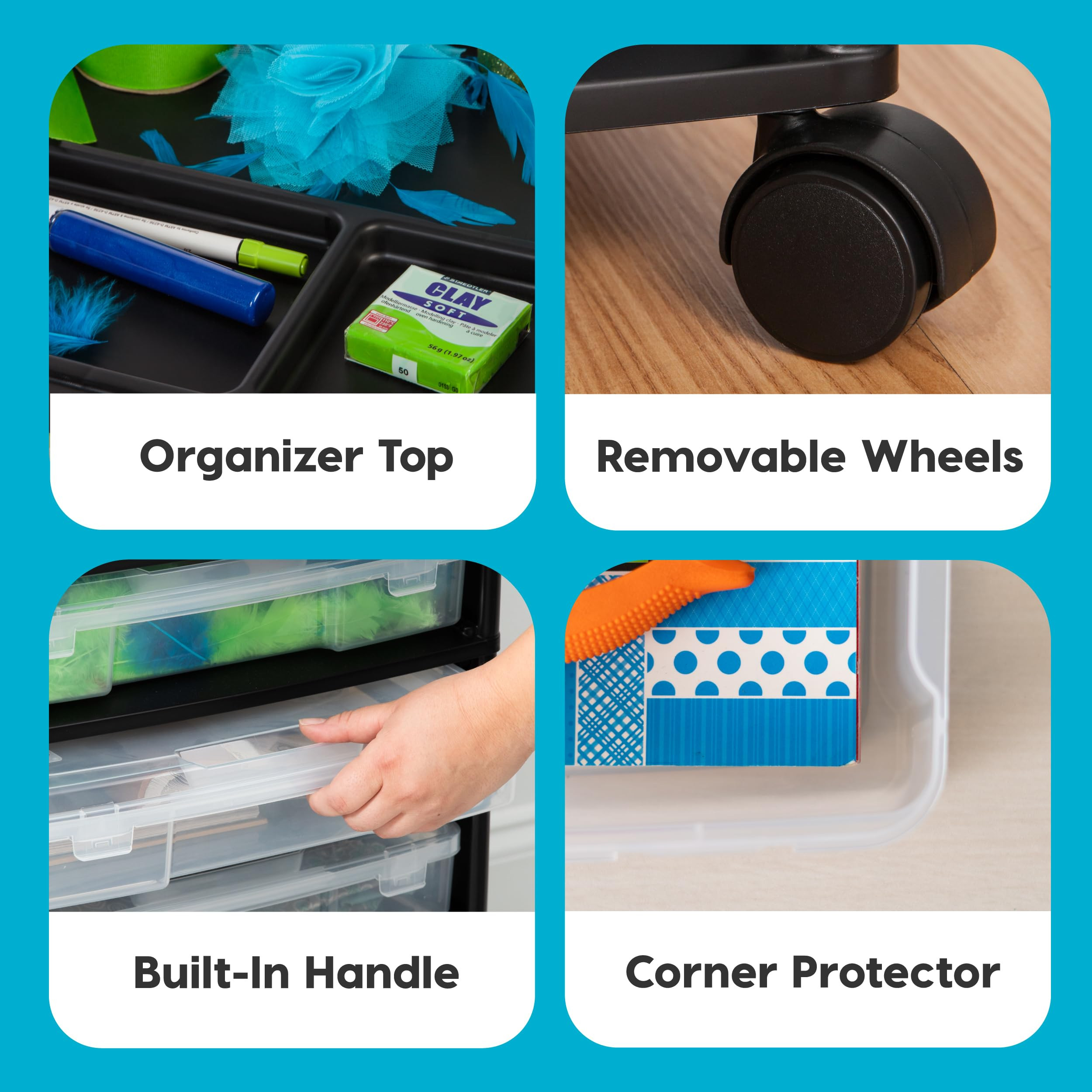 IRIS USA Fits 12" x 12" Paper, 6-Tier Scrapbook Movable Storage Cart with Organizer for Stationer... | Amazon (US)