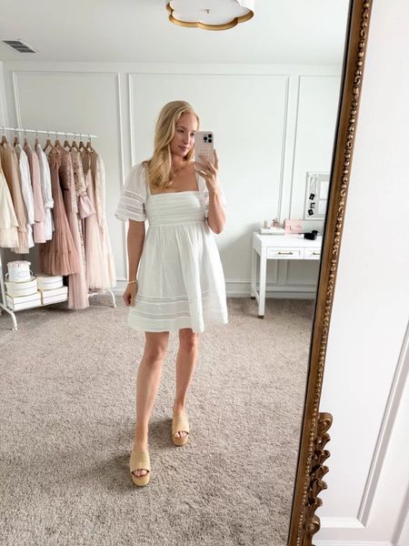 This white lace trim mini dress from Abercrombie is a favorite for spring! I’ve paired it with platform heels from Target for a simple spring look!

#LTKSeasonal #LTKstyletip #LTKshoecrush