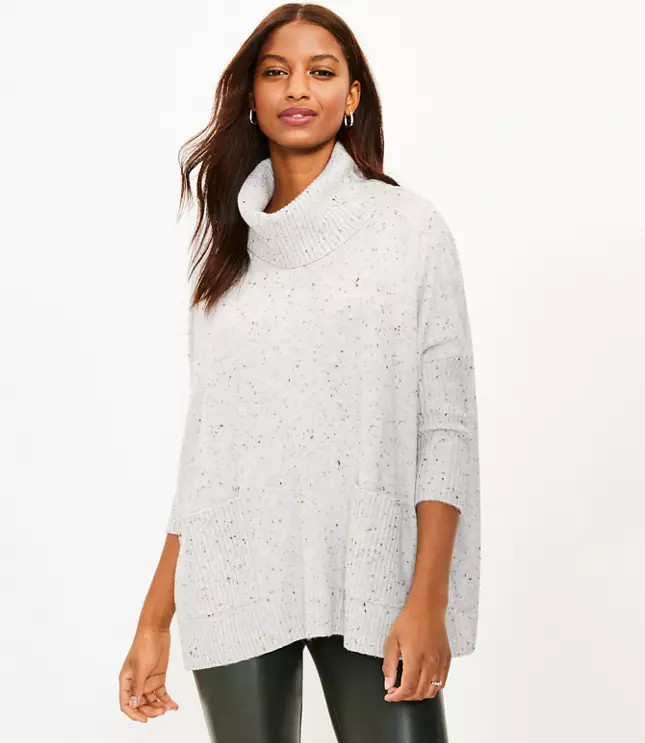 Flecked Pocket Poncho Sweater | LOFT