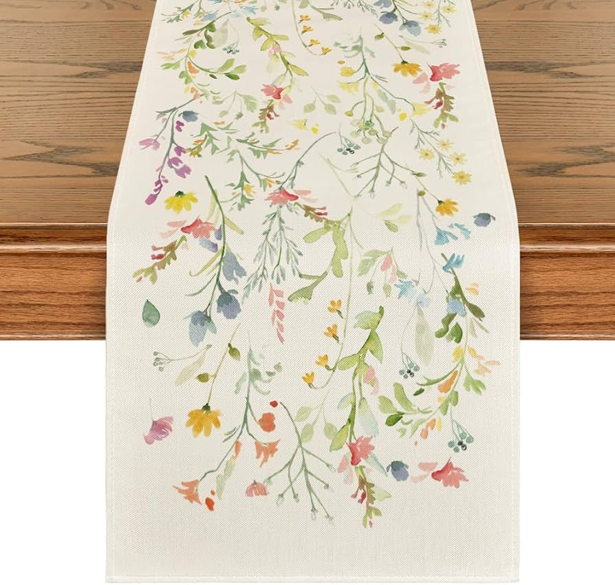 Artoid Mode Wildflowers Bloom Flowers Spring Table Runner, Seasonal Summer Floral Kitchen Dining ... | Amazon (US)