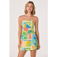 ASTR the Label | Fatima Oasis Print Strapless Mini Dress in Sunset oasis |  Size M | ASTR The Label (US)