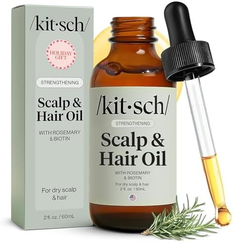 Kitsch Rosemary Oil for Hair Growth – Pre-Wash Hair Oil with Castor, Biotin, Jojoba – Hair Ca... | Amazon (US)