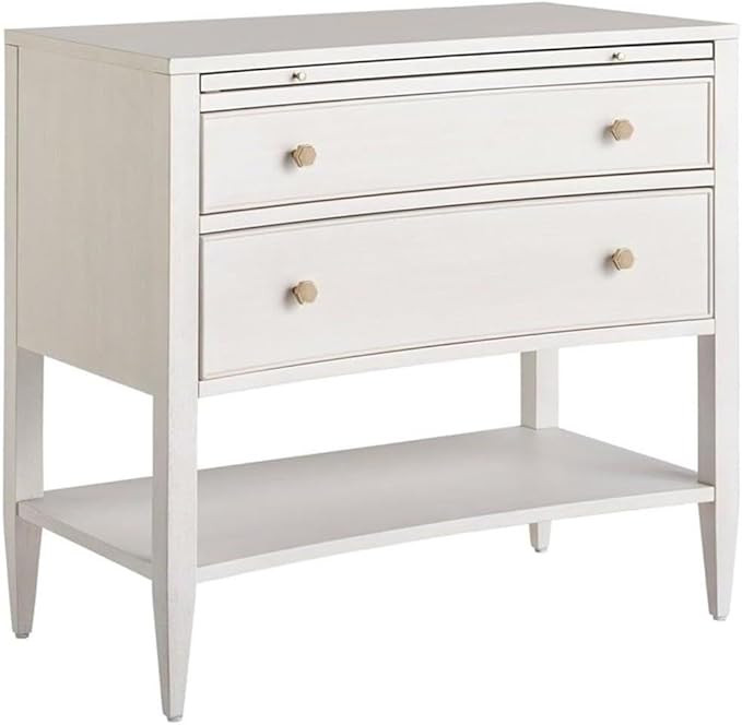 White Nightstand with Two Drawers and Laminated Pull-Out Shelf, Ideal Bed Side Tables Bedroom and... | Amazon (US)