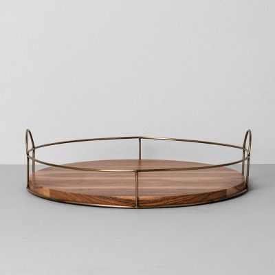16" Round Wood and Wire Tray - Hearth & Hand&#8482; with Magnolia | Target
