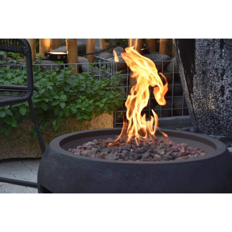 York Round Black Concrete 27" Fire Bowl | Wayfair North America