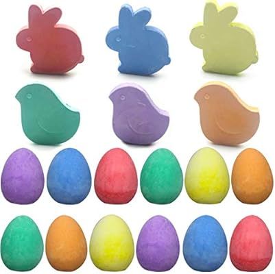 Jofan 18 Pack Easter Sidewalk Chalk Set with Easter Eggs Bunny Chicken for Kids Boys Girls Toddle... | Amazon (US)