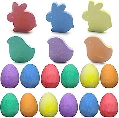 Jofan 18 Pack Easter Sidewalk Chalk Set with Easter Eggs Bunny Chicken for Kids Boys Girls Toddle... | Amazon (US)