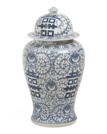 Double Happiness Floral Porcelain Temple Jar With Lid | TJ Maxx