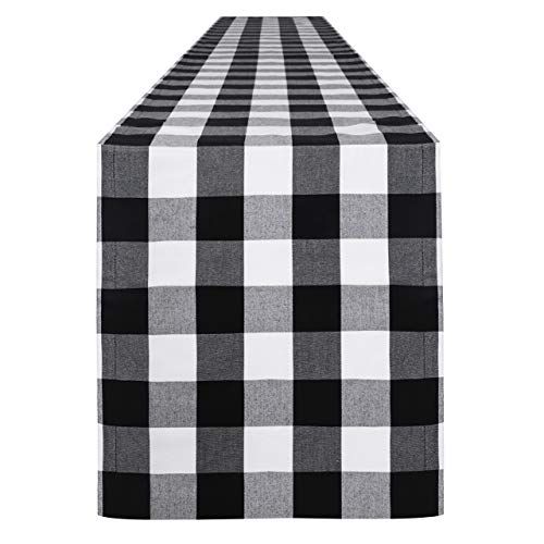Syntus 14 x 108 inch Buffalo Check Table Runner Polyester Blend Handmade Black and White Plaid for F | Amazon (US)