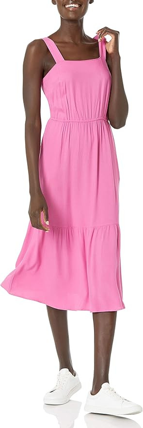 Amazon Essentials Women's Fluid Twill Tiered Midi Summer Dress | Amazon (US)