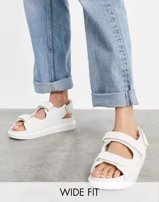 RAID Wide Fit Amylia chunky grandad sandals in off white quilt | ASOS (Global)