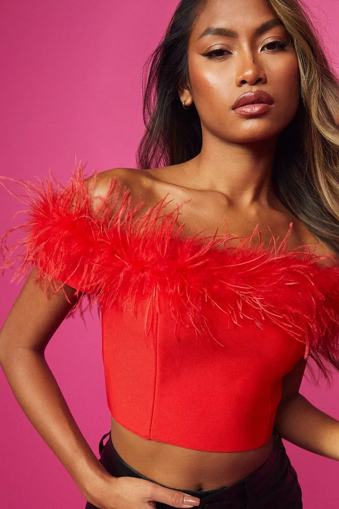 Feather Bandage Corset Top | boohoo (US & Canada)