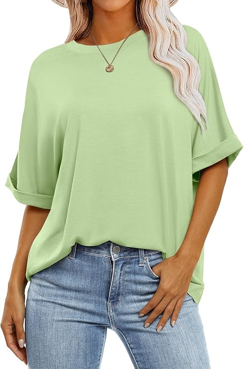 ANRABESS Womens Tops Oversized T Shirts Short Sleeve Crewneck Summer Casual Loose Basic Tee Shirt... | Amazon (US)