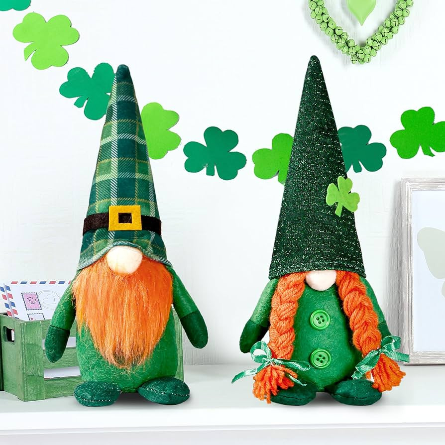 Sggvecsy 2 Pack St.Patrick’s Day Gnome Plush Doll Green Irish Leprechaun Buffalo Plaid Decorati... | Amazon (US)