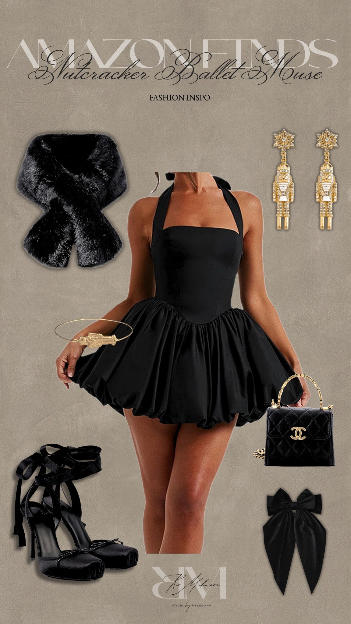 ✨ Nutcracker Muse — Evening Edit ✨
A soft, winter-theater ensemble that feels like stepping into Act II of the ballet. Think delicate sparkle, twirl-worthy textures, and quiet luxury.

🩰 Ballet-style heels that elongate the leg and add that graceful finish
❄️ Faux-fur shawl for a gentle, snow-angel touch
🎀 Nutcracker-inspired earrings for subtle holiday magic
🕯️ A classic Chanel-style bag for timeless elegance

Perfect for a night of twinkling lights, velvet seats, and the hush right before the orchestra begins. Romantic, polished, and softly glamorous—your Nutcracker night moment. ✨

#LTKHoliday #NutcrackerNight #WinterElegance #BalletAesthetic #TheaterNightStyle #LTKFashion #EveningEdit #HolidayOutfitIdea

#LTKHoliday #LTKootd