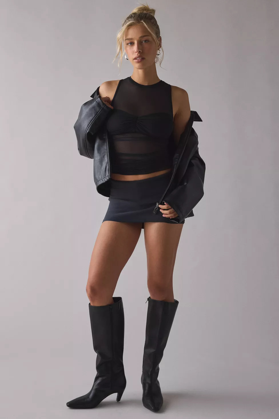 AFRM Cannari Sheer Mesh Illusion Ruched Top | Urban Outfitters (US and RoW)