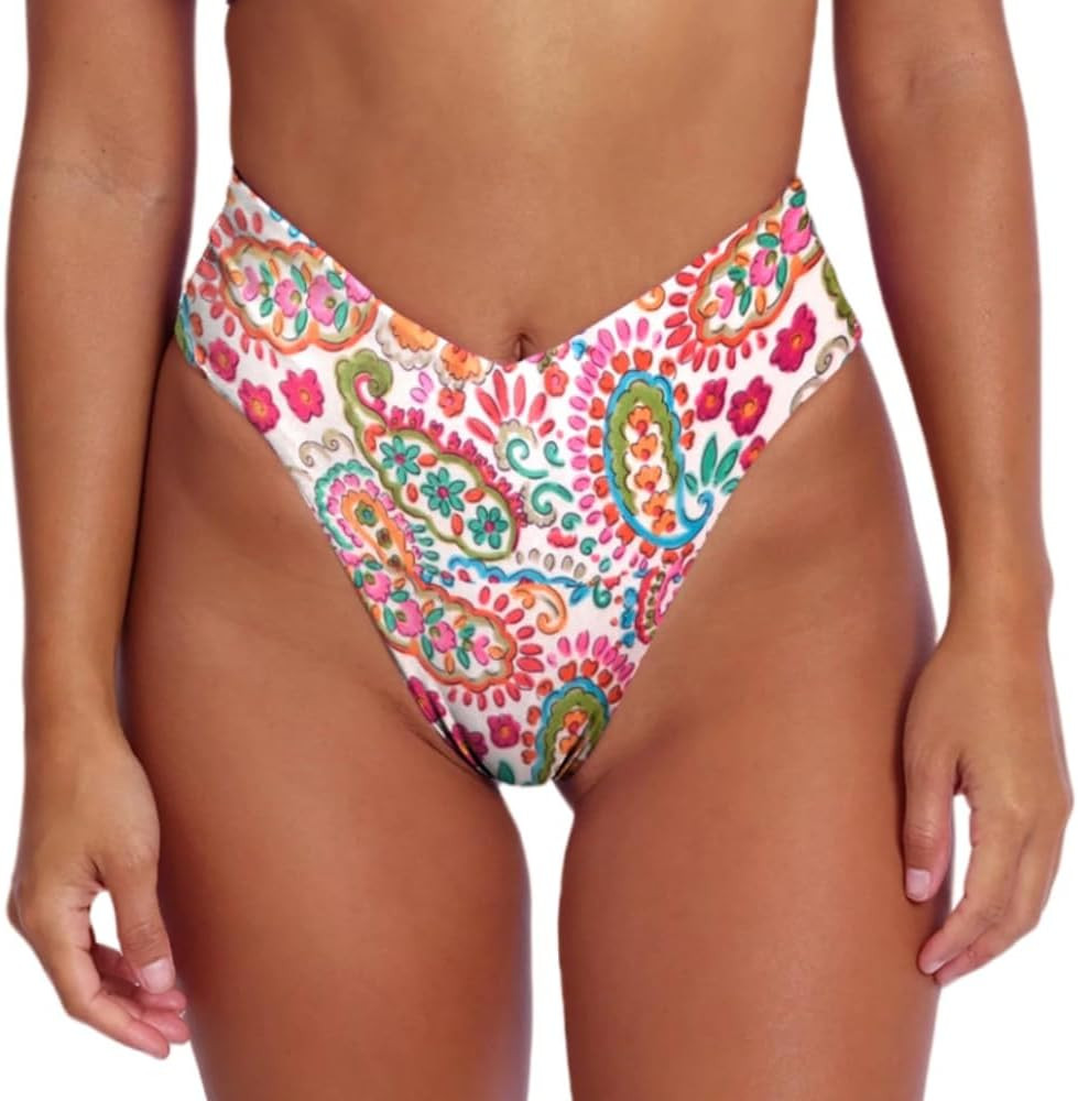geluboao Women's Bikini Bottom Sexy V Cut High Cut Swimsuit High Waisted Bathing Suit Bottoms | Amazon (US)