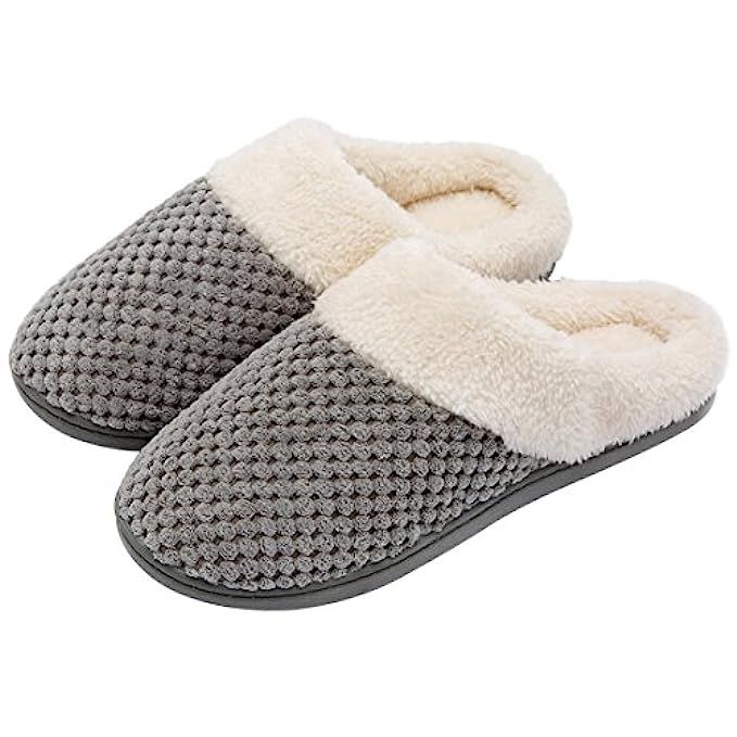 Women's Comfort Coral Fleece Memory Foam Slippers Fuzzy Plush Lining Slip-on Clog House Shoes for In | Amazon (US)