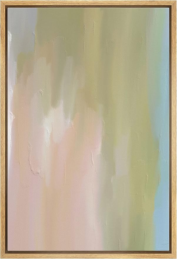 MUDECOR Framed Canvas Print Wall Art Green Pink Blue Pastel Watercolors Abstract Shape Illustrati... | Amazon (US)