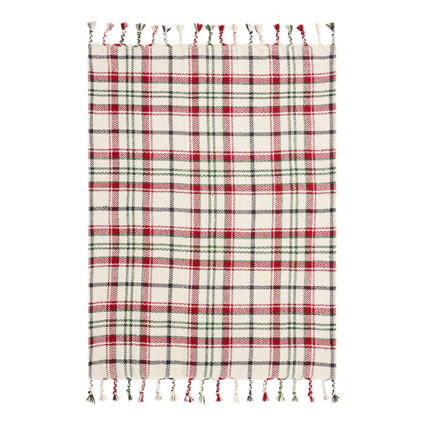 Red and Green Plaid Holiday Indoor Outdoor Throw Blanket | World Market