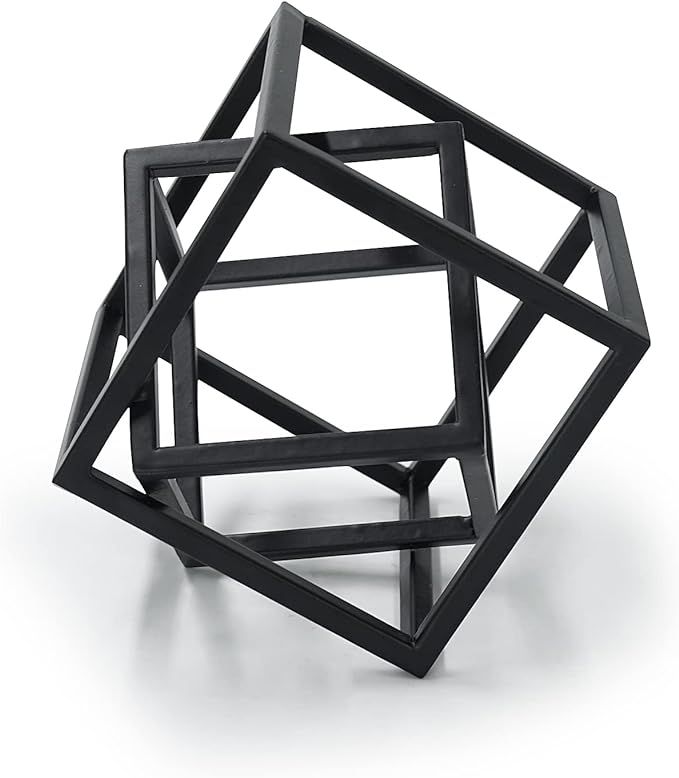 Dreamseden Small Geometric Sculpture, Metal Cube Decorative Ornaments Modern Home Decor Accent | Amazon (US)