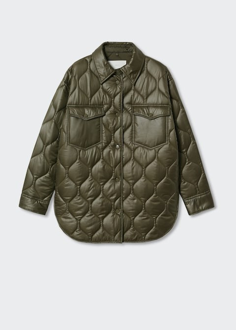 Oversized quilted overshirt -  Women | Mango USA | MANGO (US)