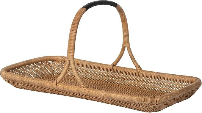 KOUBOO Vegetable Flower Wicker Basket with Leather Wrapped Arch Handle Natural Color Large | Amazon (US)