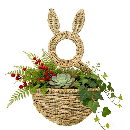 Easter Bunny Basket, Wicker Easter Basket, Basket Hanging Wall Pocket Spring Decor, Woven Wall, Unlined Makes Decorate for Flowers, Gifts | Walmart (US)