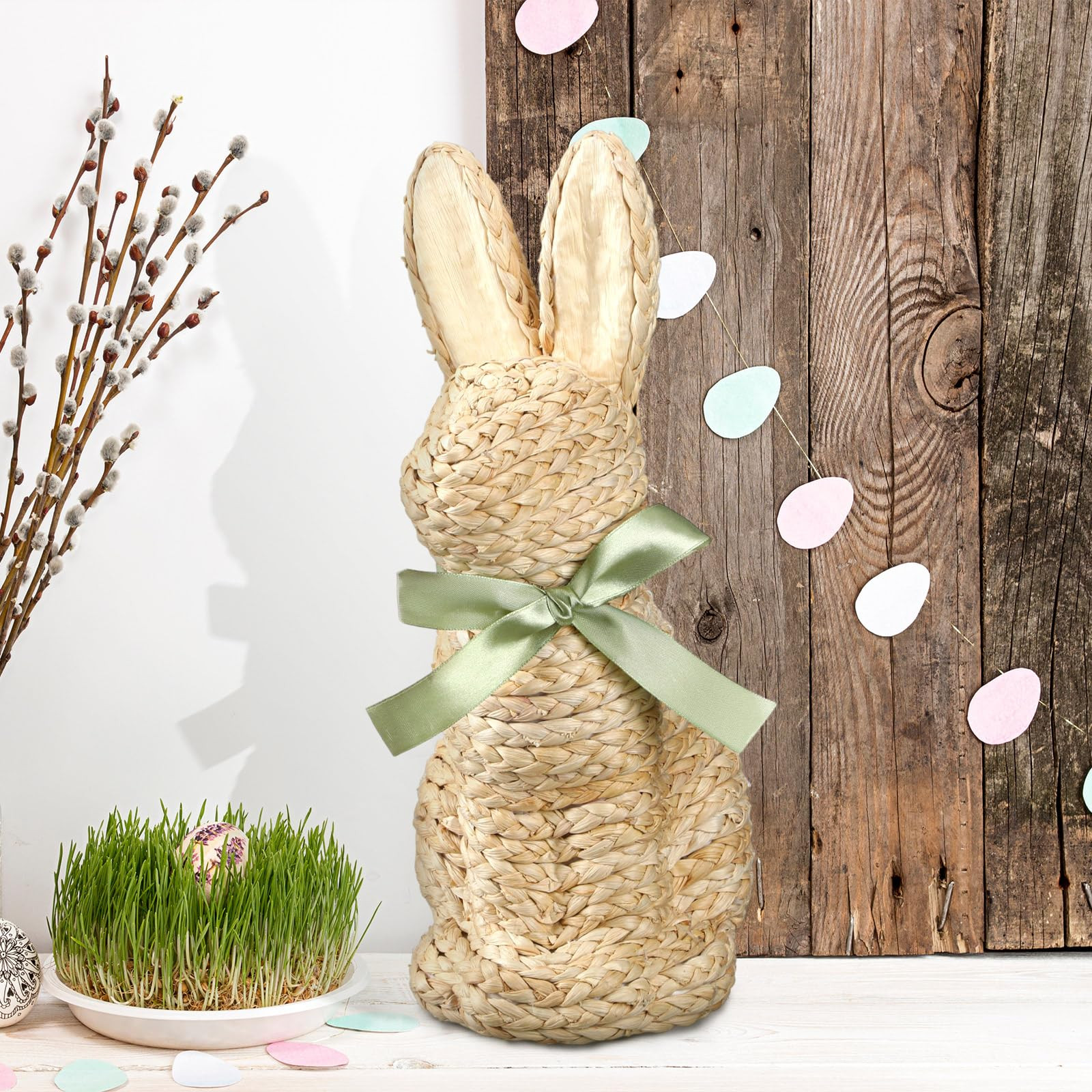 16 Inches Cornhusk Woven Bunny Easter Decor Spring Easter Woven Bunny Rabbit Collection Crafts Wi... | Amazon (US)