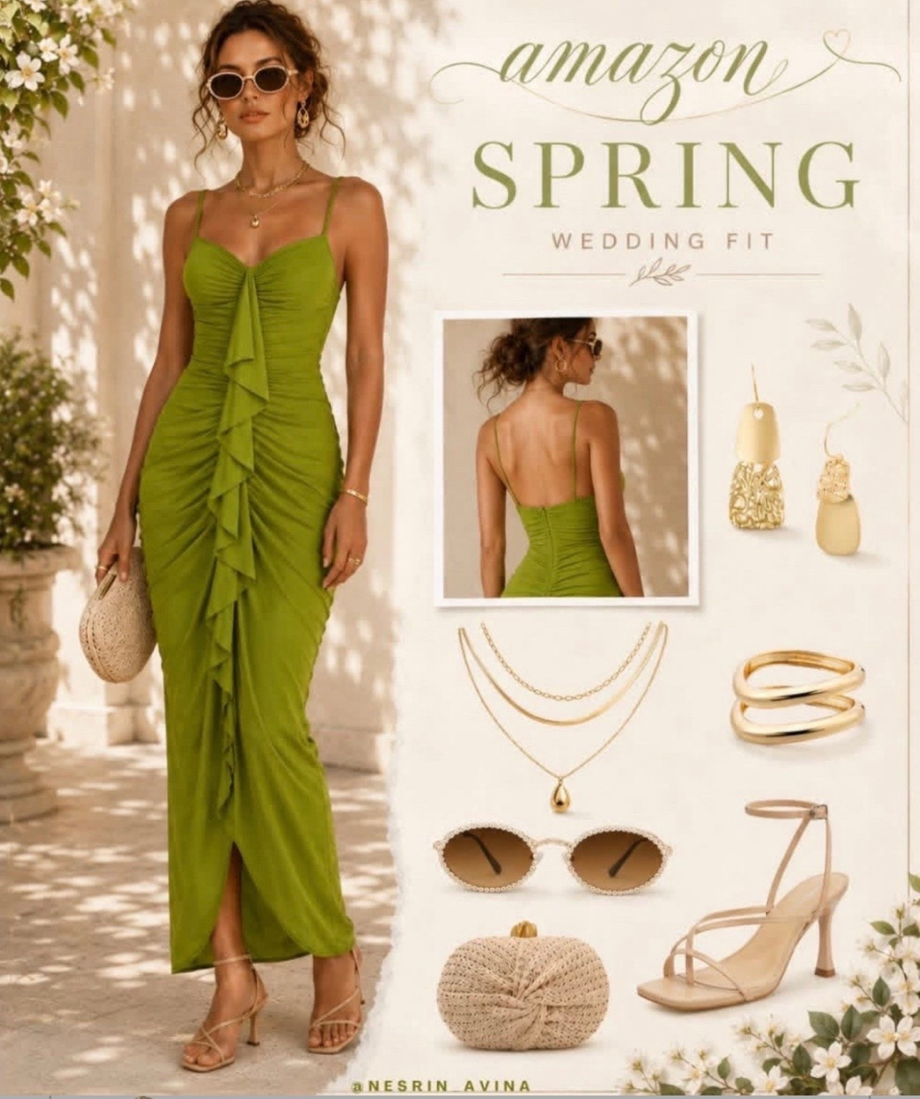 Green dress
Wedding guest dress