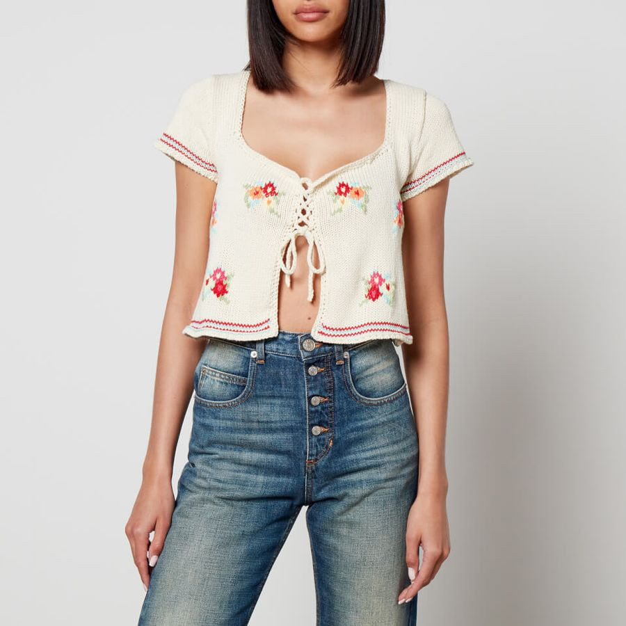 Tach Makina Floral-Intarsia Cotton Crop Top | Coggles (Global)