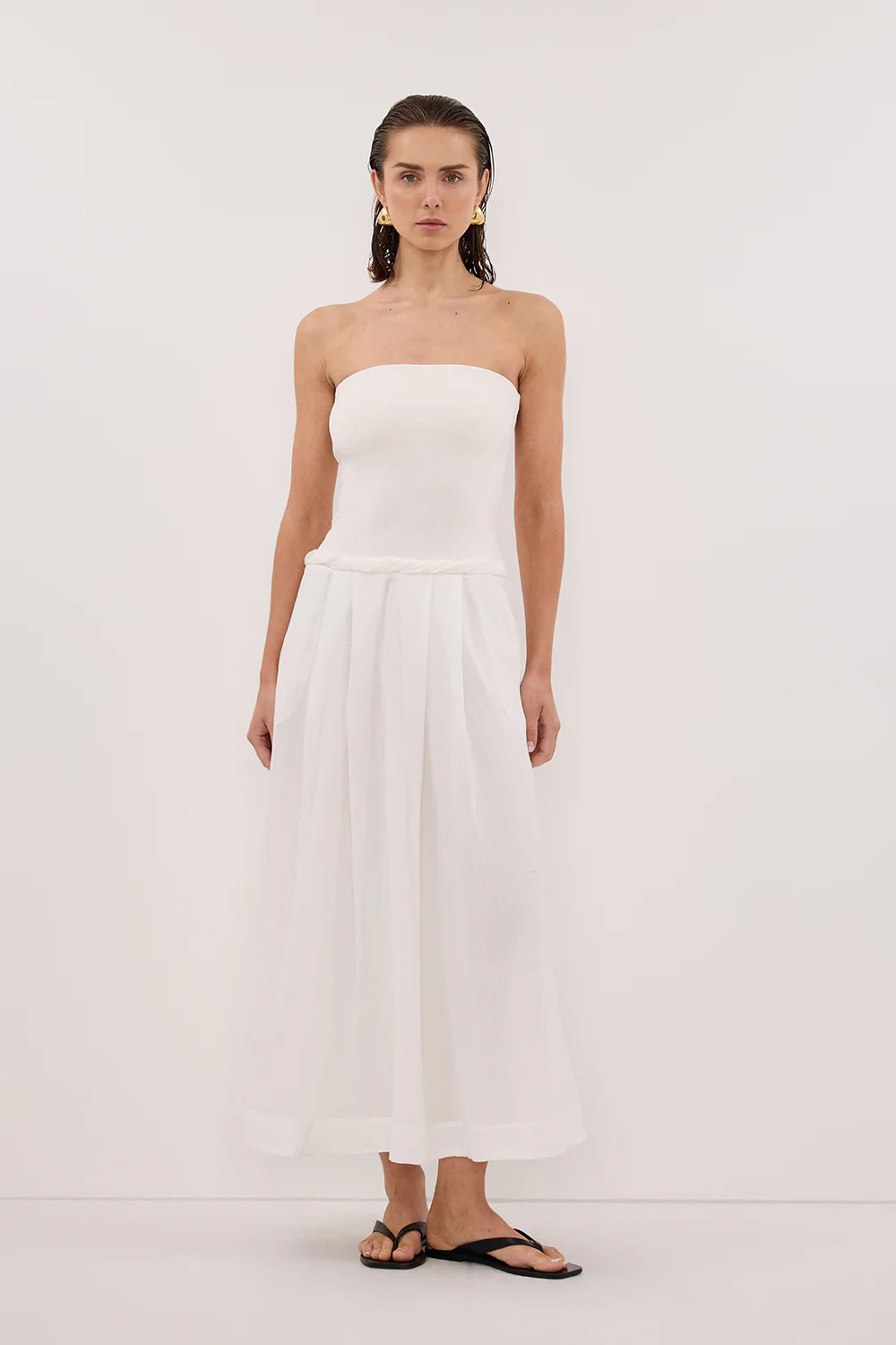 COCO WHITE HYRBID MIDI DRESS | DISSH