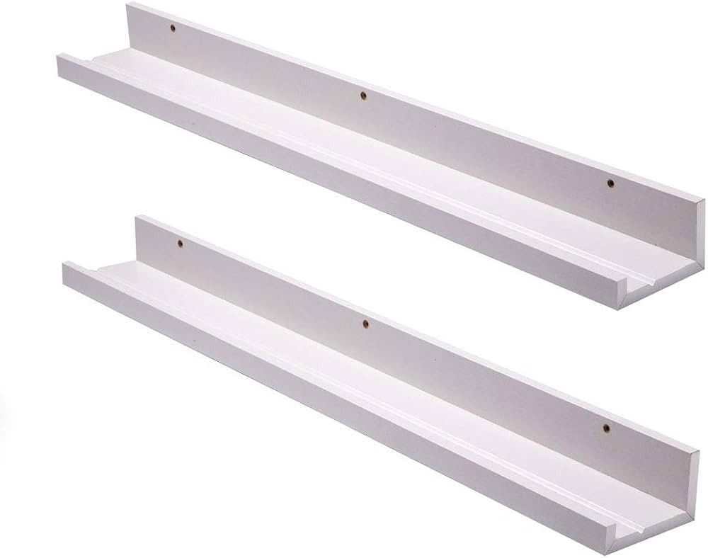 Amazon.com: Muzilife 45.3 Inch White Floating Shelves - Set of 2 Large Rustic Wood Floating Shelv... | Amazon (US)