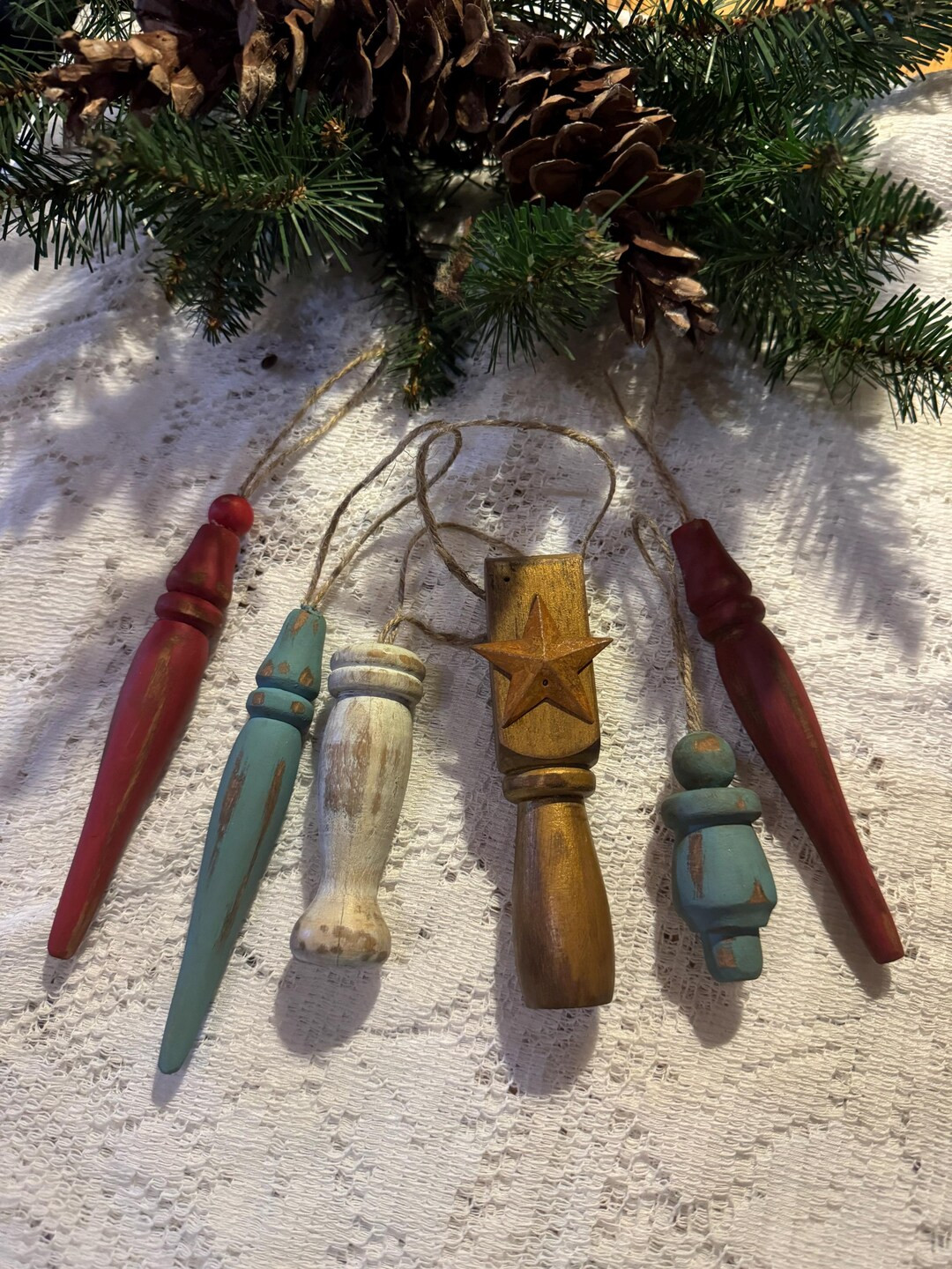 Wood Spindle Christmas Ornaments | Etsy (US)