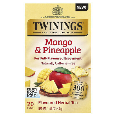 Twinings, Herbal Tea, Mango & Pineapple, Caffeine-Free, 20 Tea Bags, 1.69 oz (48 g) | iHerb